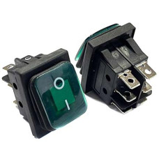 Кнопка Перемикач 12V (On/Off) 6 Контакт Зелене Підсвічування №142