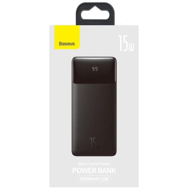Портативний Акумулятор Power Bank Baseus 20000 mAh 15W Чорний (Оригінал)