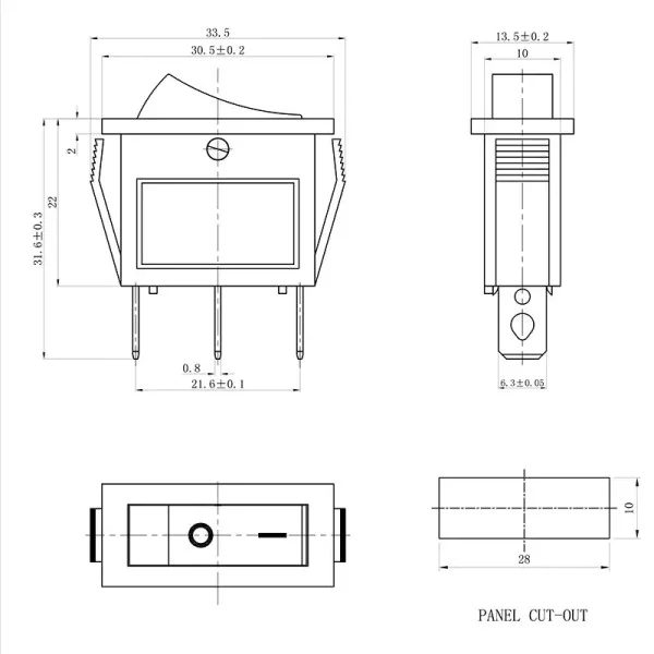 Кнопка Перемикач клавішний 12V (On/Off) Синя (RS10)