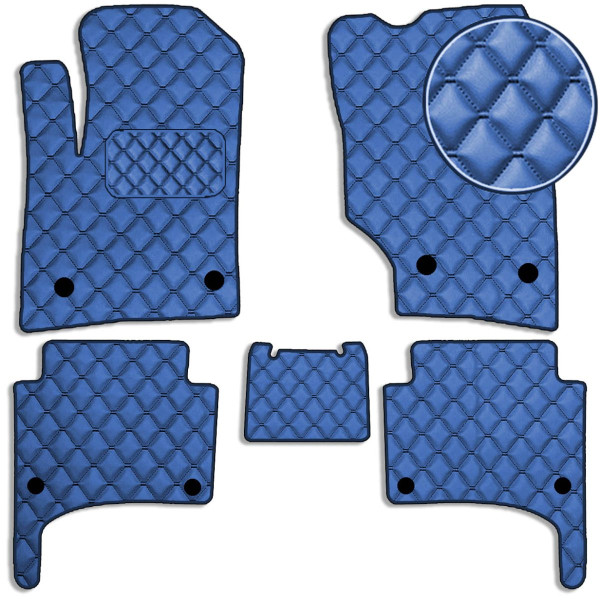 Коврики в салон Экокожа для Volkswagen Touareg I 2002-2010 Синие 5 шт (Rombus)