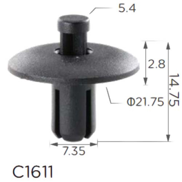 Кліпса кріплення Натискна Розпірна VW SKODA SUZUKI NISSAN MITSUBISHI HONDA (4D0807300B 4D0-807-300) C1611