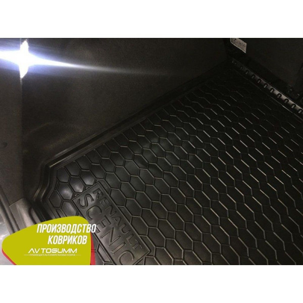 Автомобильный коврик в багажник Renault Grand Scenic 3 2009- (5 Мест Ровный) Резиновый (Avto-Gumm)
