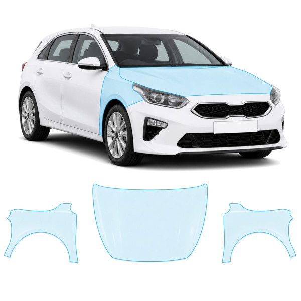 Антигравійна захисна бронеплівка за лекалами для Kia Ceed CD 2018-2021 - капот і передні крила