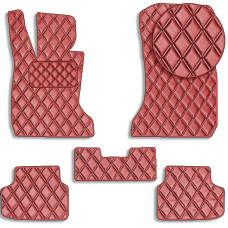 Коврики в салон для BMW 7 (F01 / F04) 2008-2015 Экокожа с подпятником Красный 5 шт (Rombus)