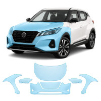 Антигравийная защитная бронепленка по лекалам для Nissan Kicks P15 2018-2024 - передняя часть авто (капот бампер фары крылья)