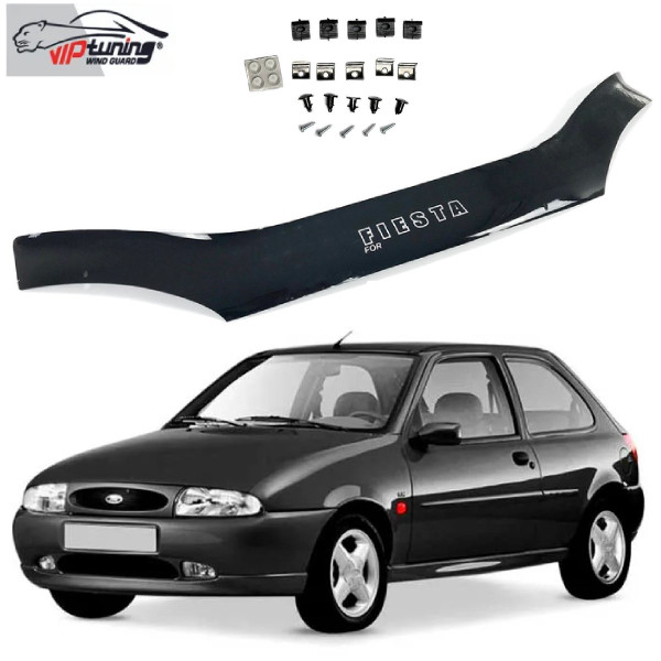 Дефлектор капоту мухобійка для Ford Fiesta 1999-2002 Євро Кріплення (Vip Tuning) FR32