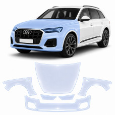 Антигравийная защитная бронепленка по лекалам для Audi Q7 4M second facelift 2024- передняя часть авто (капот бампер фары крылья)