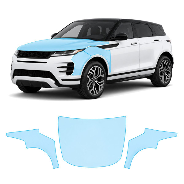 Антигравийная защитная бронепленка по лекалам для Land Rover Range Rover Evoque L551 2019- капот и передние крылья