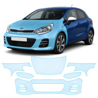 Антигравийная защитная бронепленка по лекалам для Kia Rio UB facelift 2015-2017 - передняя часть авто (капот бампер фары крылья)