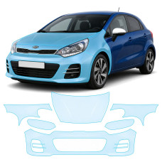 Антигравийная защитная бронепленка по лекалам для Kia Rio UB facelift 2015-2017 - передняя часть авто (капот бампер фары крылья)