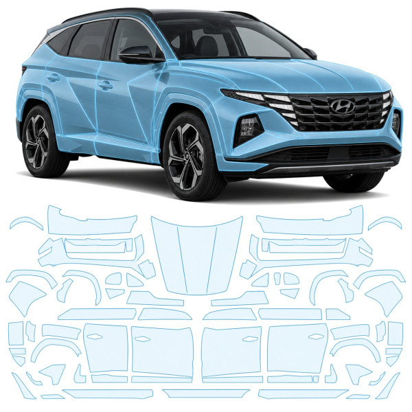 Антигравийная защитная бронепленка по лекалам для Hyundai Tucson NX4 2020-2023 - полный кузов