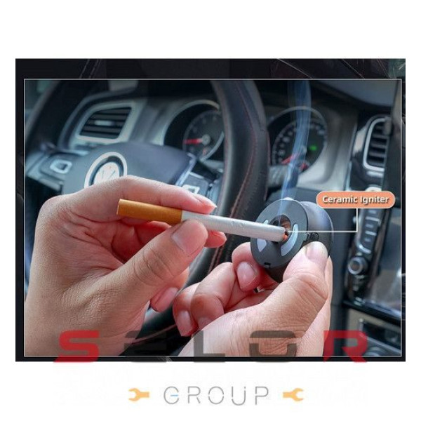 Попільничка автомобільна Car Ashtray N17D з підсвічуванням та запальничкою Карбон