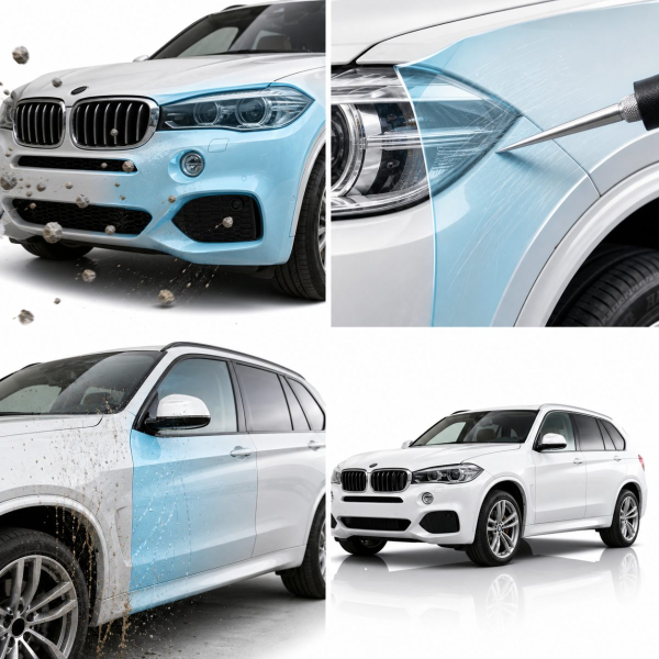Антигравийная защитная бронепленка по лекалам для BMW X5 F15 2013-2018 - задний бампер