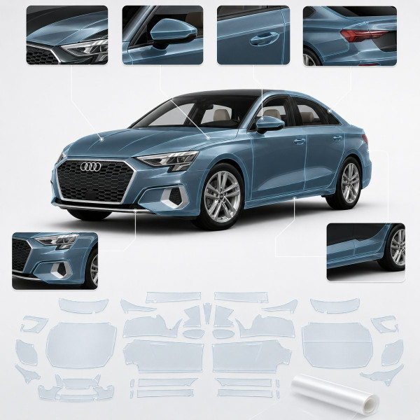 Антигравийная защитная бронепленка по лекалам для Audi A3 8Y 2020-2024 - полный кузов