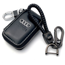 Автонабор №8 для Audi / Плетеный брелок с карабином и чехол для автоклучей / Кожа Наппа