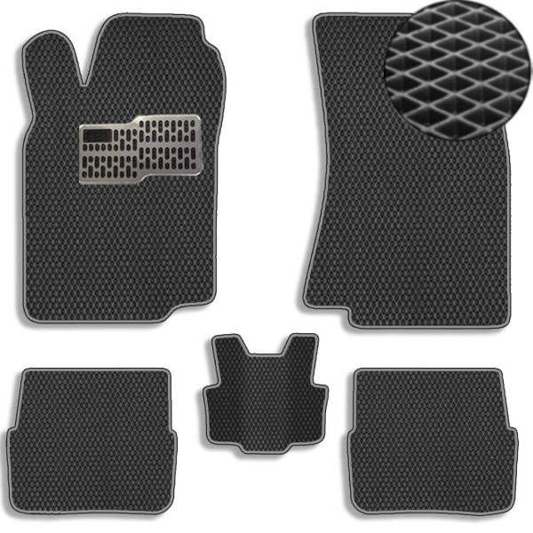 Коврики в салон EVA для Volkswagen Passat B3-B4 1988-1996 с подпятником Черные-Серый кант 5 шт