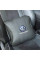 Подушка на подголовник с логотипом Volkswagen Экокожа 3D Цветной лого Черная-Черный кант 1 шт