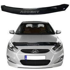 Дефлектор капоту мухобійка для Hyundai Accent Solaris 2010-2014 (Коротка) Voron Glass
