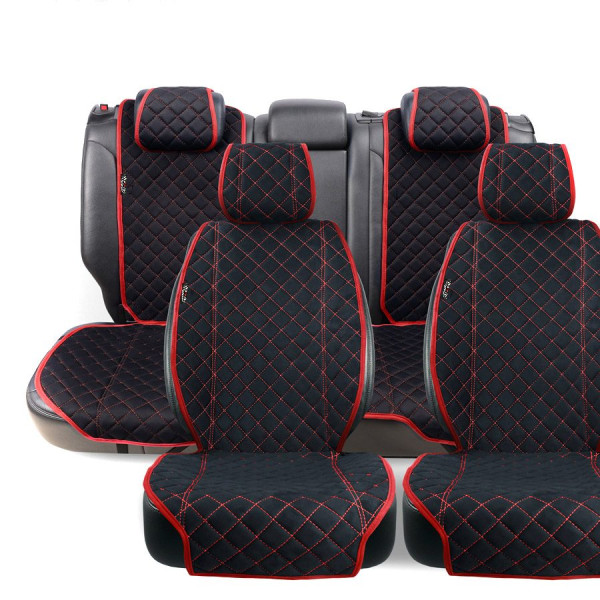 Накидки для сидений задние Алькантара Verona Premium L Черные-Красная Нить (Оригинал)