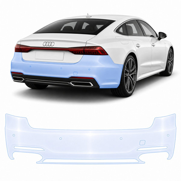 Антигравийная защитная бронепленка по лекалам для Audi A7 C8 facelift 2023-2025 - задний бампер