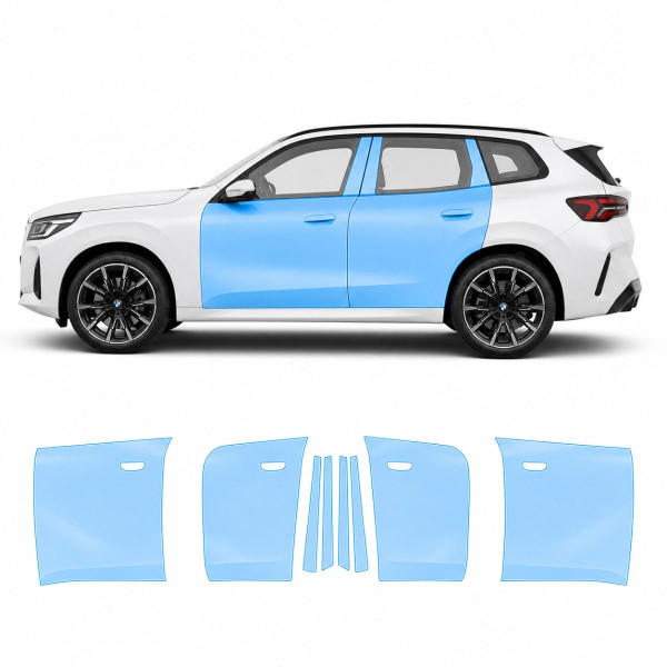 Антигравийная защитная бронепленка по лекалам для BMW X3 G45 2024- зоны дверей и стойки окон