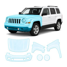 Антигравійна захисна бронеплівка за лекалами для Jeep Patriot MK facelift 2011-2017 - передня частина авто (капот бампер крила))