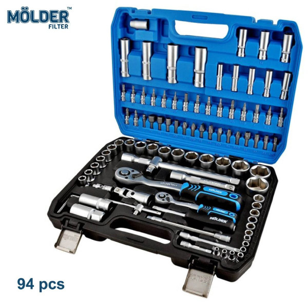 Набор инструментов для авто и дома профессиональный в кейсе MOLDER 94 предмета 1\2 и 1\4 Оригинал (MT60094)