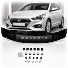Дефлектор капота мухобойка для Hyundai Accent Solaris 2017-2022 Коротка Євро Кріплення (Vip Tuning) HYD64