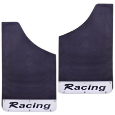 Брызговики малые Interplast Racing 375х235 мм (Полоска Нержавейка) Черные 2 шт
