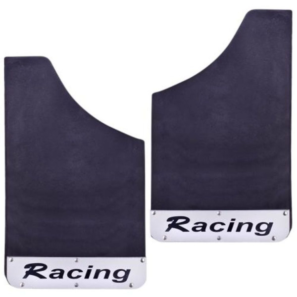 Бризковики малі Interplast Racing 375х235 мм (Смужка Нержавіюча сталь) Чорні 2 шт