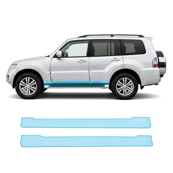 Антигравийная защитная бронепленка по лекалам для Mitsubishi Pajero IV facelift 2015-2021 - нижняя зона кузова пороги
