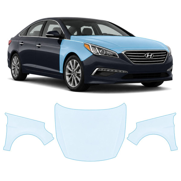 Антигравийная защитная бронепленка по лекалам для Hyundai Sonata LF 2014-2017 - капот и передние крылья