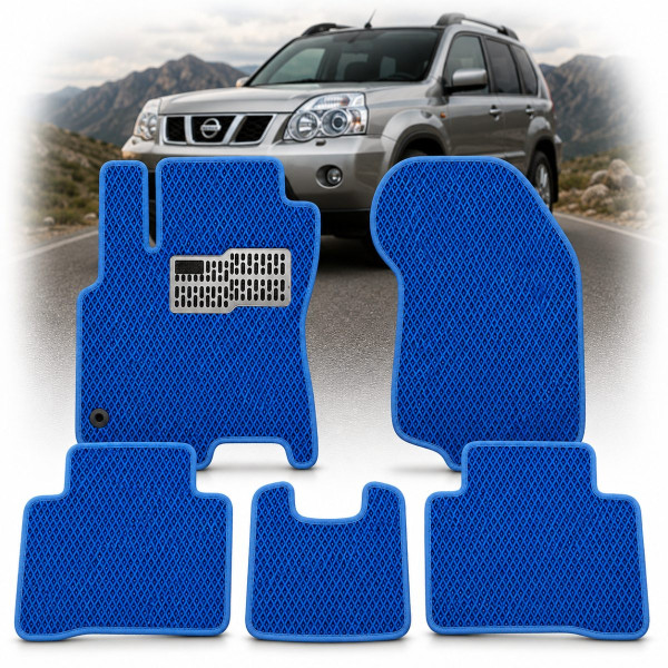 Коврики в салон EVA для Nissan X-Trail (Т-30) 2001-2007 с подпятником Синие 5 шт