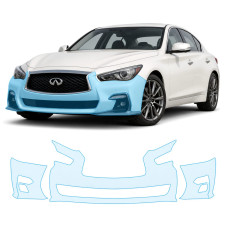 Антигравійна захисна бронеплівка за лекалами для Infiniti Q50 V37 facelift 2018-2023 - передній бампер