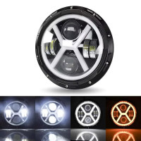 Фара LED ВАЗ 2101 2121 ГАЗ УАЗ іномарки мото 7 дюймів X-дизайн з ангельськими вічками (Завод)