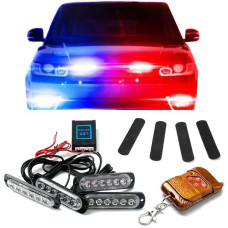 Страбоскоп LED Светодиодный 12-24V 12 Режимов Красно-Синий 4 шт (BS-1-4-6LED R+B)