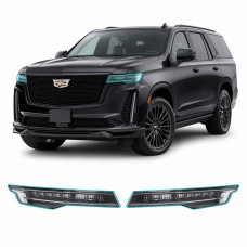 Антигравийная защитная бронепленка по лекалам для Cadillac Escalade V 2021- оптика (фары и ПТФ)
