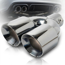 Насадка на глушитель двойная Vitol 250 x 2-89 x 64 мм Хром (НГ-0260)