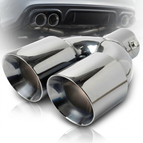 Насадка на глушитель двойная Vitol 250 x 2-89 x 64 мм Хром (НГ-0260)