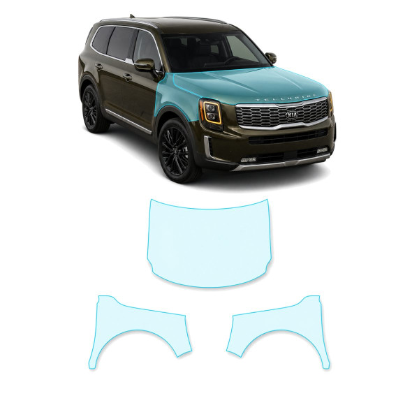 Антигравийная защитная бронепленка по лекалам для Kia Telluride I 2019- капот и передние крылья