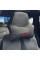 Подушка на підголівник з логотипом Audi Екошкіра 3D Кольоровий лого Чорна-Коричневий кант 1 шт