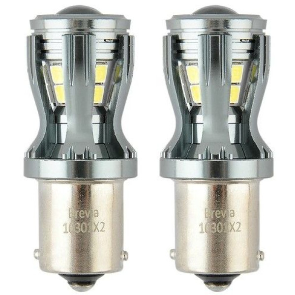 LED автолампа Brevia PowerPro 12/24V W21/5W 14x2835SMD 350Lm 6000K CANbus BAY 15d 2 шт (10303X2)
