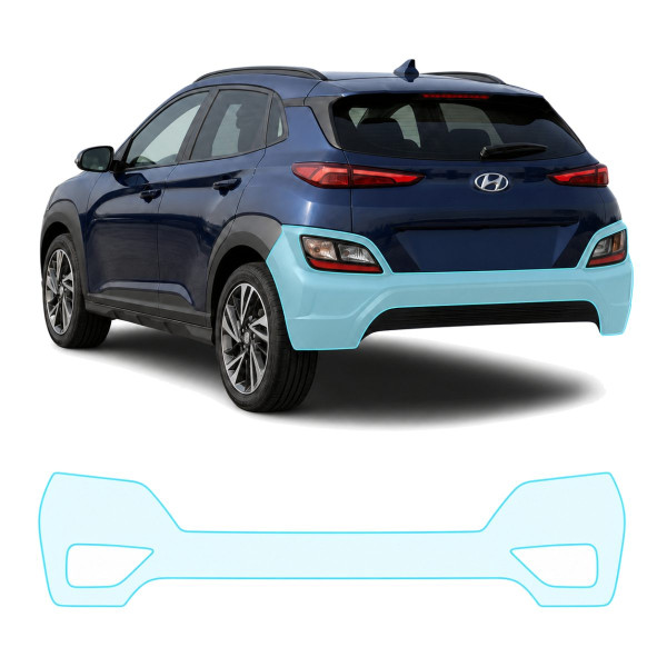 Антигравийная защитная бронепленка по лекалам для Hyundai Kona OS facelift 2021-2023 - задний бампер