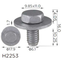 Винт с шайбой Volkswagen, GREAT WALL, Audi, Seat, Skoda (N10009110, N10009112, C1430612F3E, 19808) (H2253)