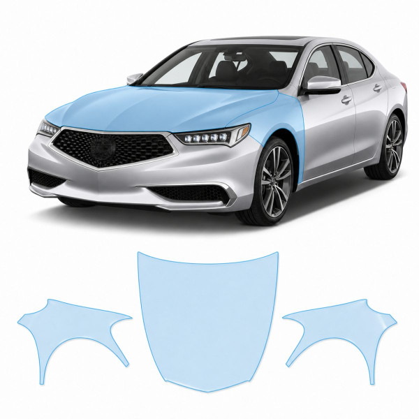 Антигравийная защитная бронепленка по лекалам для Acura TLX I facelift 2018-2020 - капот и передние крылья