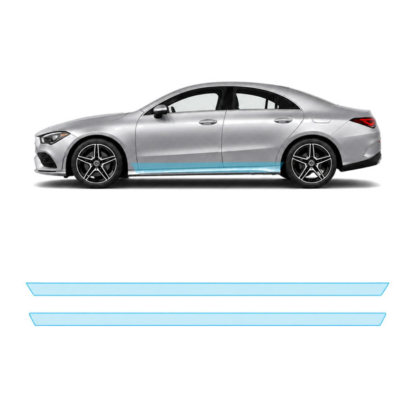 Антигравійна захисна бронеплівка за лекалами для Mercedes-Benz CLA C118 2019-2023 - нижня зона кузова пороги
