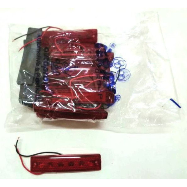 Габарит LED прямокутний 90х18 мм / 12/24V / 6 діодів / Червоний 1шт (K 042)