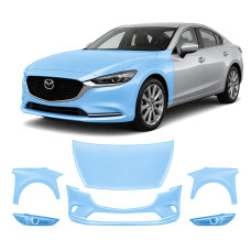 Антигравийная защитная бронепленка по лекалам для Mazda Mazda6 GL facelift 2018- передняя часть авто (капот бампер фары крылья)