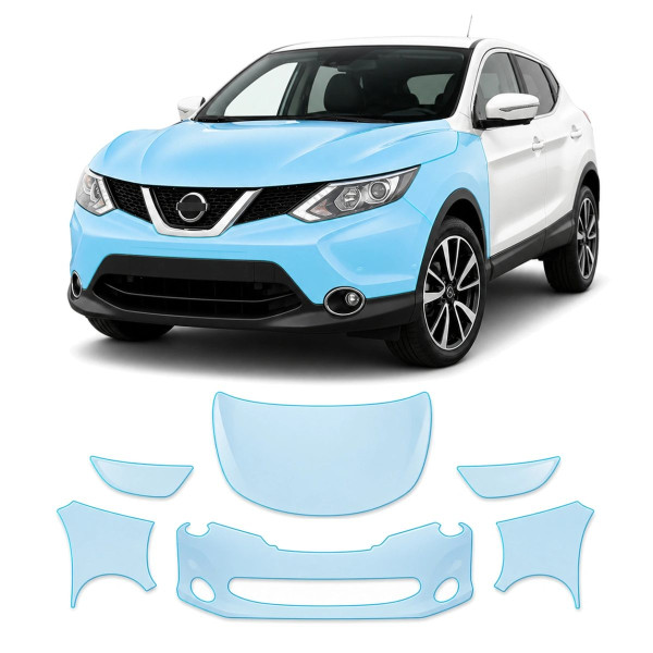 Антигравійна захисна бронеплівка за лекалами для Nissan Qashqai J11 2014-2017 - передня частина авто (капот бампер крила))