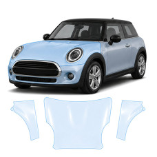 Антигравийная защитная бронепленка по лекалам для Mini Cooper F56 facelift 2018-2021 - капот и передние крылья